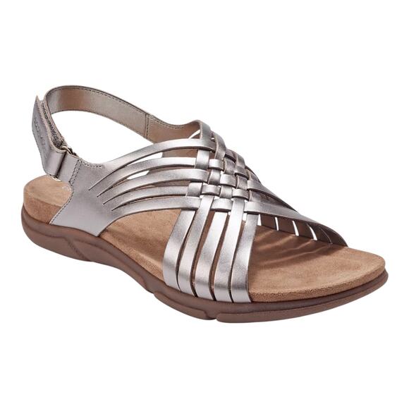 Easy Spirit Women's Mar Woven Leather Slingback Sandals Peach Gold Size 7 1/2 M - Picture 1 of 4